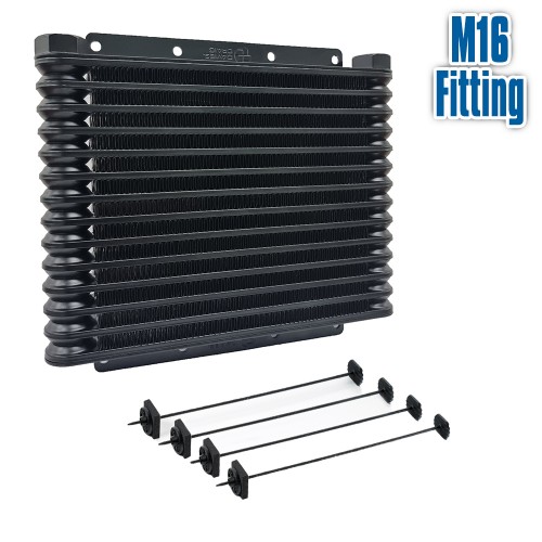 Universal Engine Transmission Oil Cooler Kit (32mm) 14-Row M16 Fitting (#616)